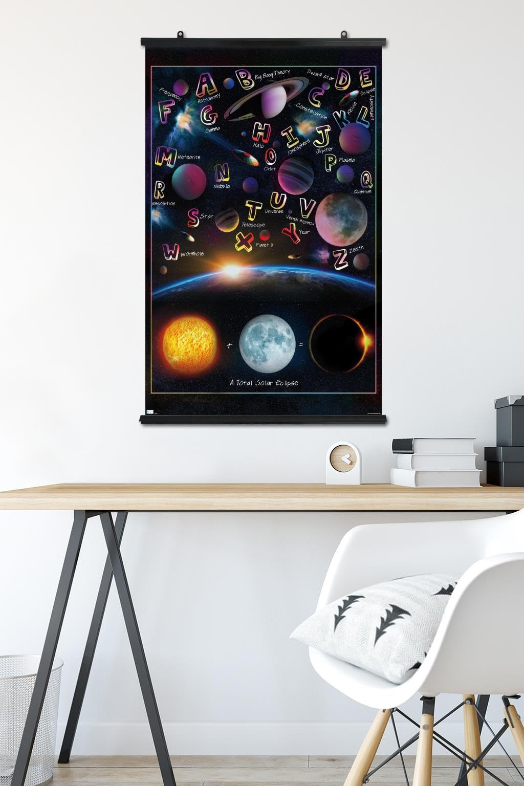 Trends International Ali Chris - The Solar System: Total Eclipse Letters Wall Poster, 34L x 22.4W, Premium Poster & Clip Bundle