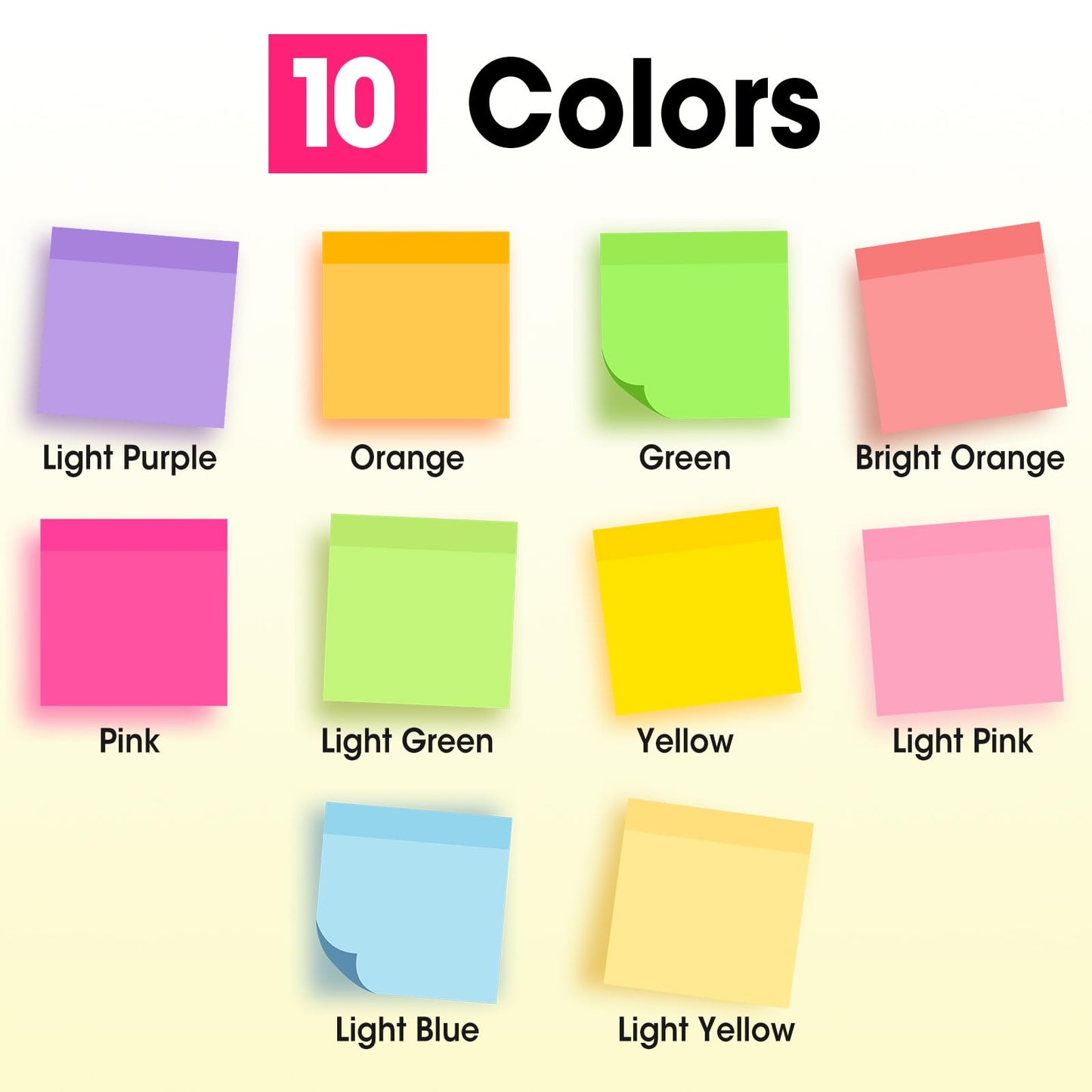 50 Pads Sticky Notes 3x3, Self-Stick Pads Bulk Bright Colors, School Supplies, Office Products, 50 Sheet/Pad