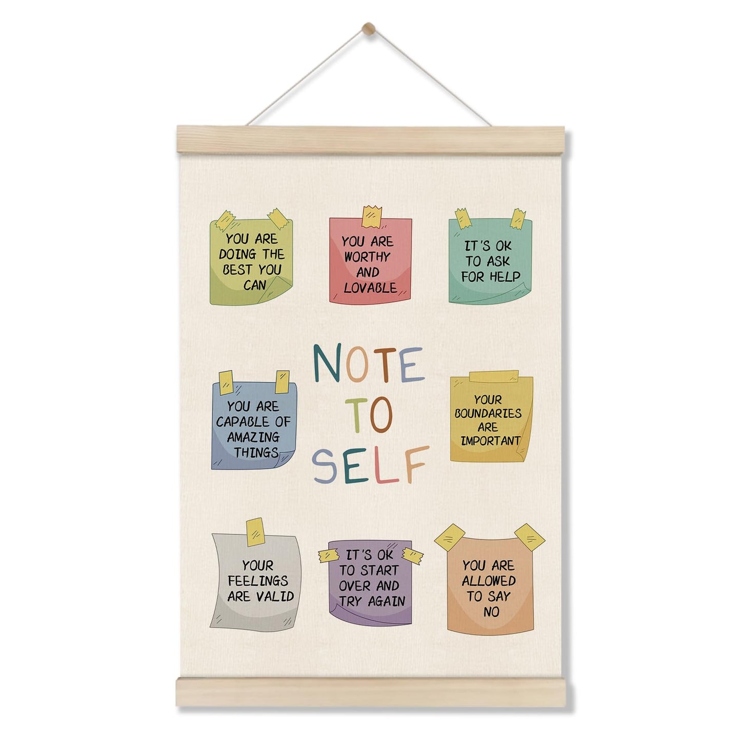 Note to Self Motivational Wall Decor - Office Inspirational Posters Gift Therapy Mental Health Hanger Frame for Counselors Therapists Coworkers Women Kids, Positive Affirmations Wall Art, 12x16 Inch