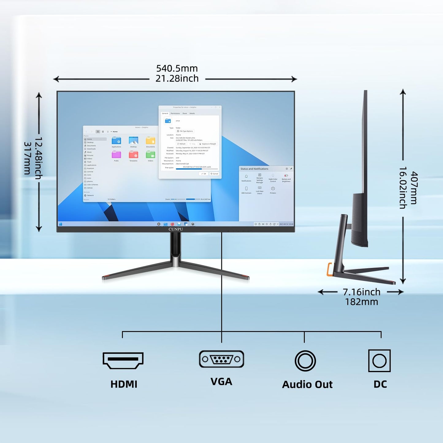 CUNPU 24 Inch Touchscreen Monitor, 10 Point Touch, FHD 1080P 75Hz IPS Screen, 100% SRGB, VESA Wall Mountable, Tilt Adjustment, VGA HDMI USB for PC, Laptop Business & Work Station, Warehouse