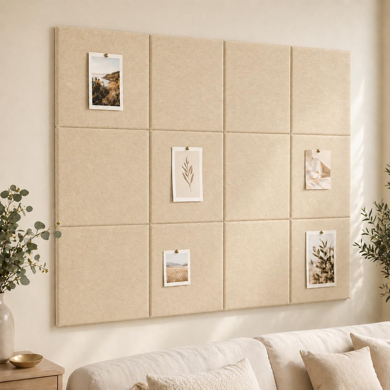 Baysola Felt Bulletin Board Panels 48 x 36 Inch Self Adhesive Wall Tiles Cork Board Alternative for Office Classroom Photos Notes 12 Pack
