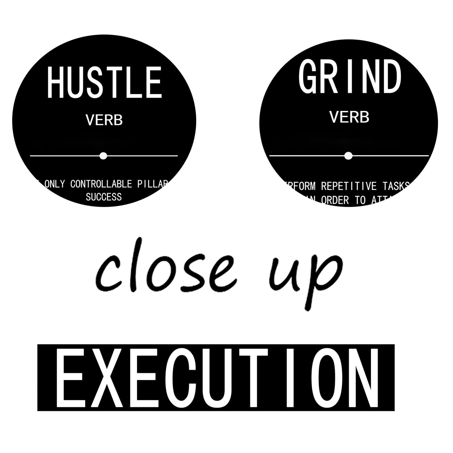 Motivational Wall Art Grind Hustle Execution Noun Poster Inspirational Quotes Painting 3 Pieces Canvas Print Office Decor Inspiring Framed for Wall Art Decoration Ready to Hang [72''Wx 36''H]