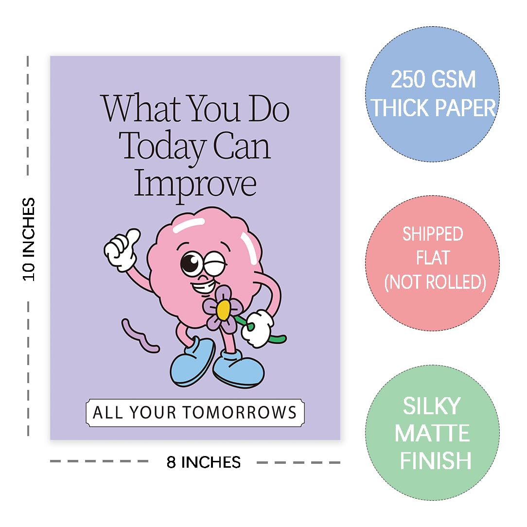 KDMAZH Retro Inspirational Poster,Colorful Growth Mindset, Motivation Growth Mindset Posters for Classroom, Educational for Teachers Bulletin Board，Set of 6pcs, 8×10Inch，Unframed