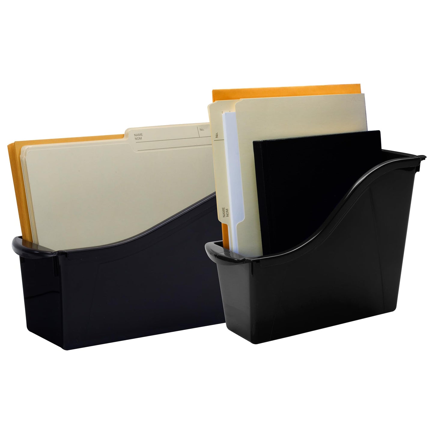 Storex Small Book Bin - Interlocking Plastic Organizer for Home, Office, and Work Space - Black, 6-Pack (70123E06C)