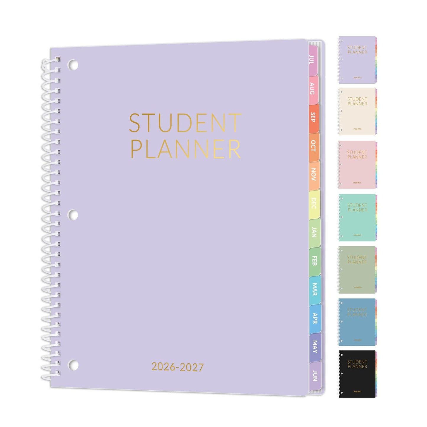 Student Planner 2026-2027, SUNEE Academic Weekly & Monthly Plan Book, Jul. 2026 - Jun. 2027, 8.5"×11" School Planner, Lesson Plan Book with Week's Goals, Bookmark, Monthly Tabs, 3-Hole Punched, Purple
