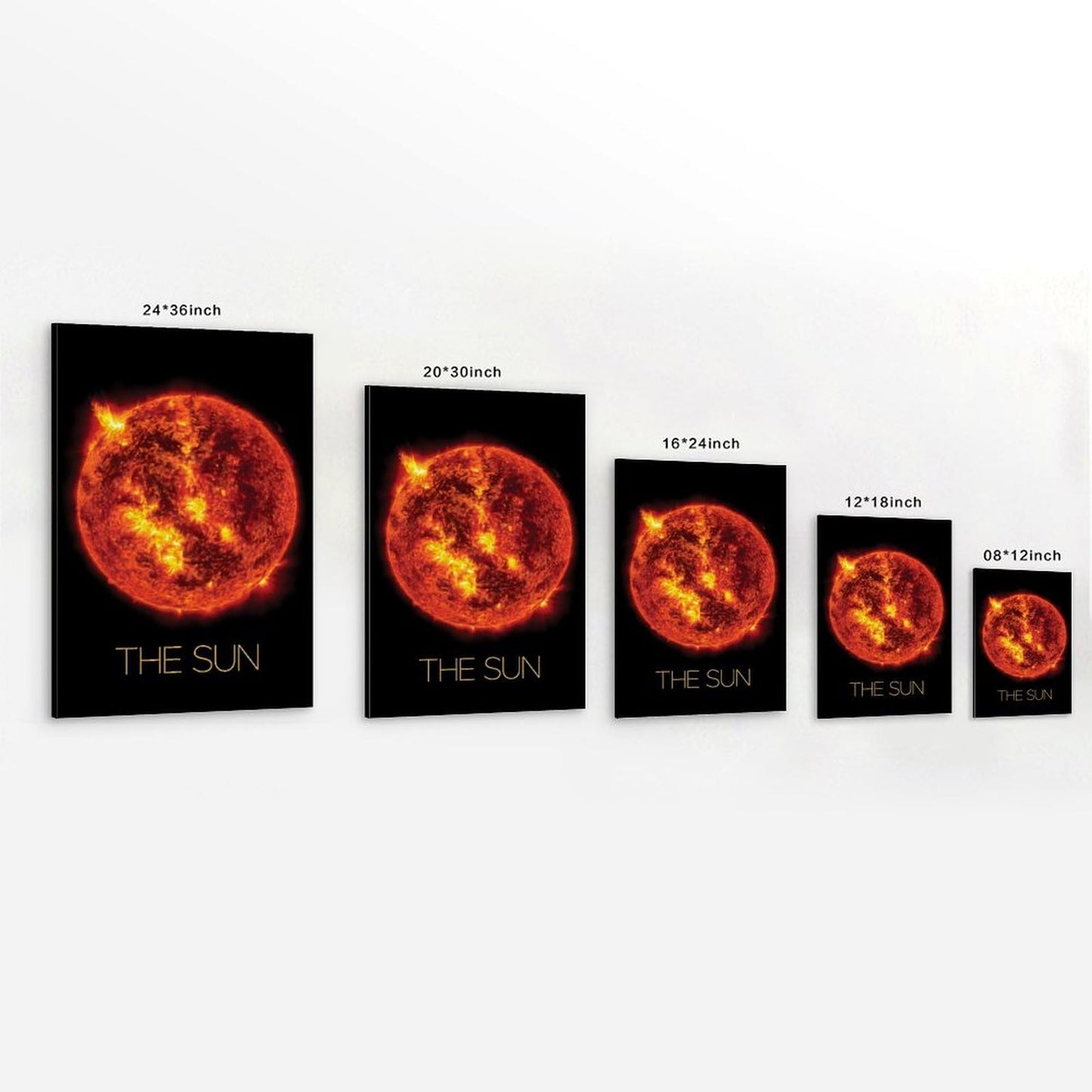 Solar System Planets Canvas Wall Art - The Sun star Space Poster for Kids Room Bedroom Classroom, STEM Educational Astronomy Decor, Science Gift for Boys Girls, 12x18 Inch Framed