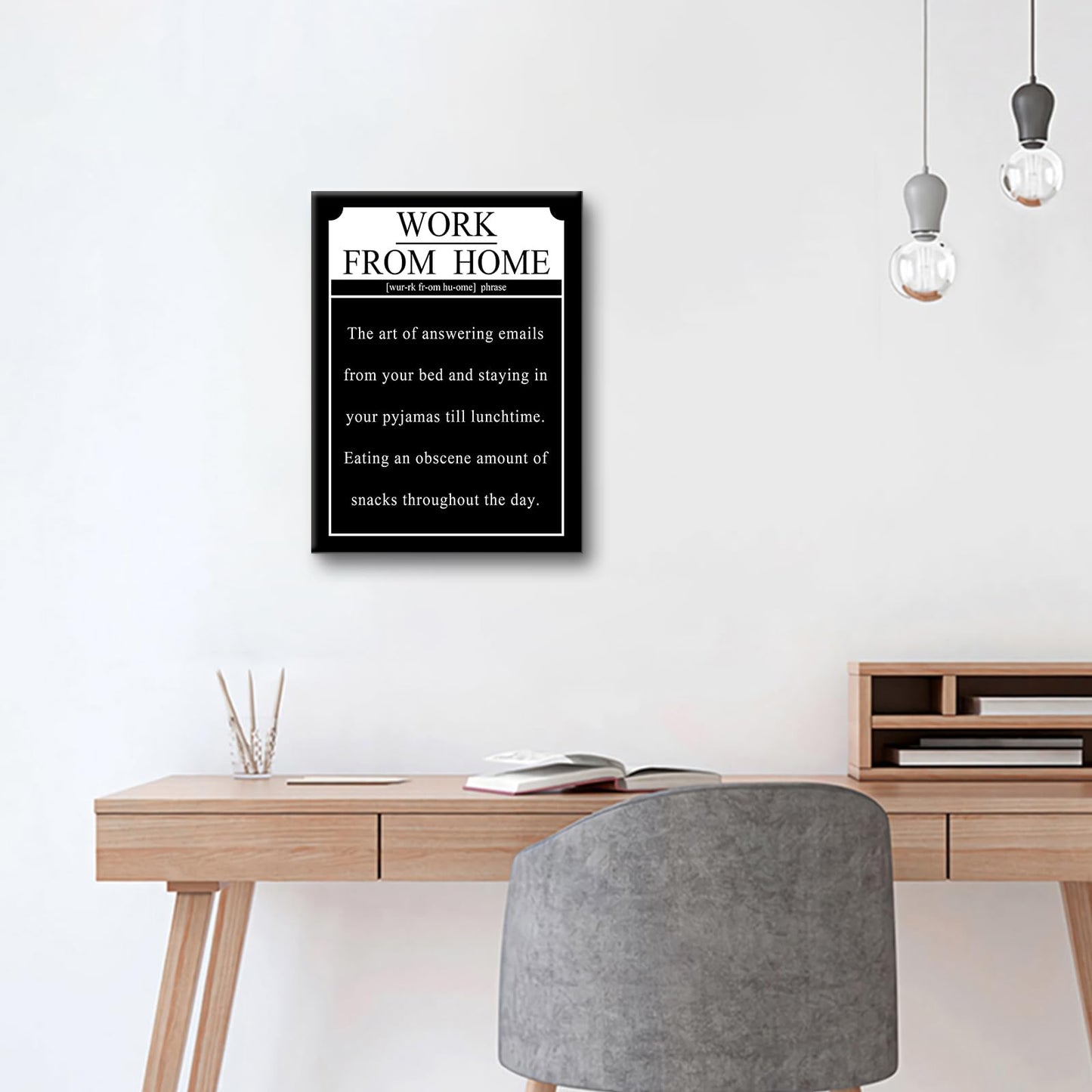 Motivational Canvas Wall Art Work from Home Entrepreneur Quotes Poster Print Inspirational Pictures Painting for Office Class Room School Wall Decoration Stretched and Framed [18''Wx24''H]