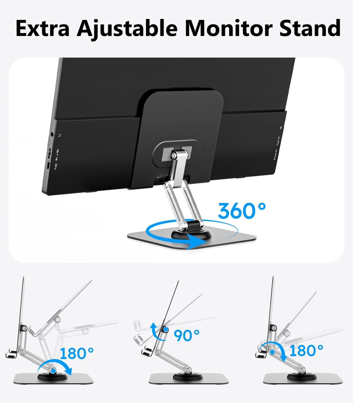 Dopesplay Portable Monitor, 15.6" FHD 1080P Portable Screen for Laptop with Adjustable Stand, USB-C HDMI Second External Monitor, Travel Screen Extender for Laptop Mac Phone PS4/5 Xbox Switch - Black