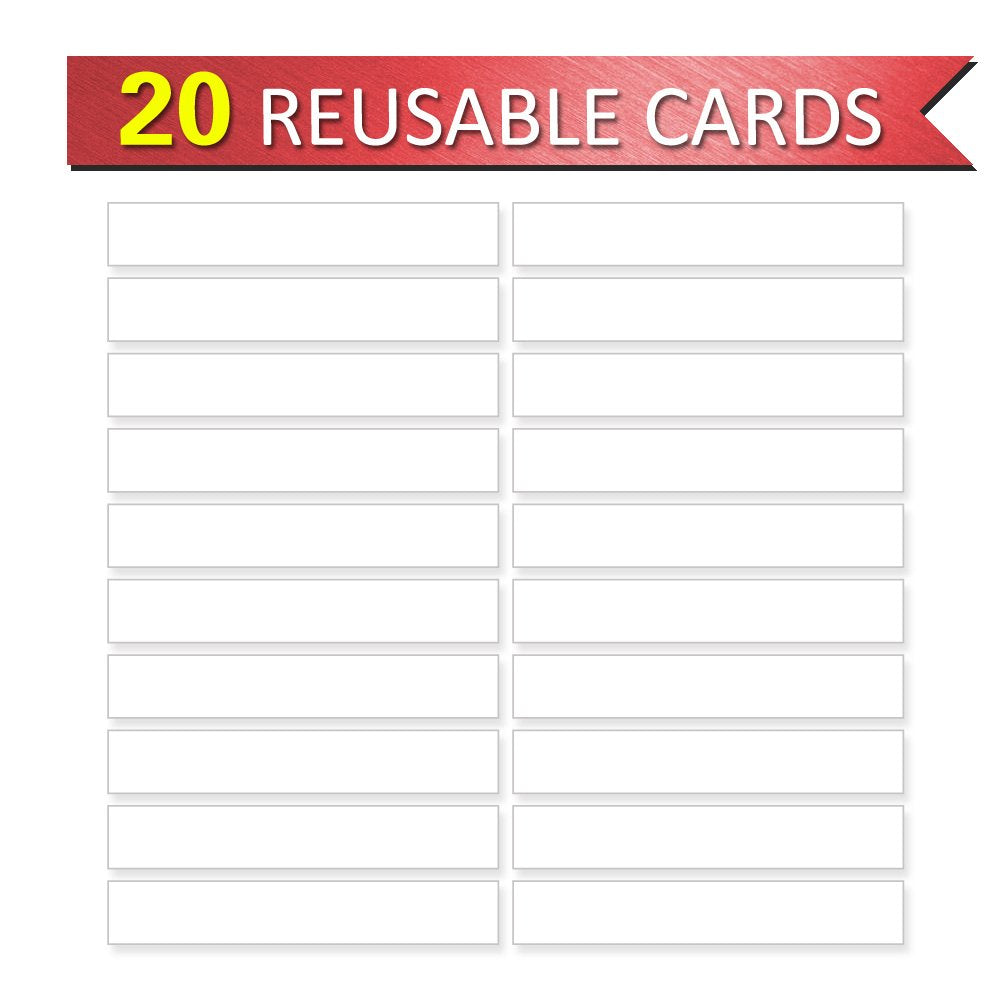 Blue Tabletop Desktop Pocket Chart with Bonus 20X Dry Erase Cards. Double Sided and Self-Standing (13” X 12”)