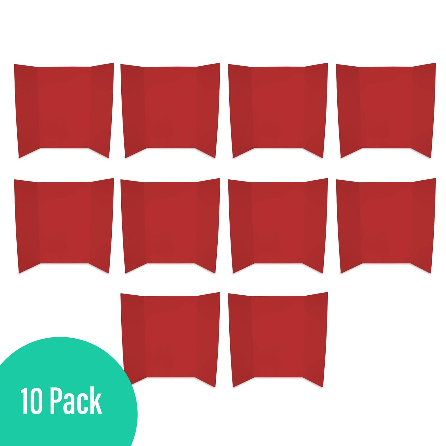 Flipside Products 36” x 48” Project Boards for Presentations, Science Fair, School Projects, Event Displays and Trifold Picture Board, Proudly Made in USA - Red - 10 Pack