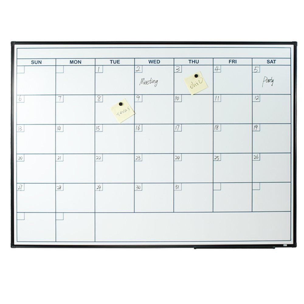 Lockways Dry Erase Calendar Whiteboard, Magnetic White Board Calendar Monthly 48 X 36 Inch, Ultra-Slim Black Aluminium Frame