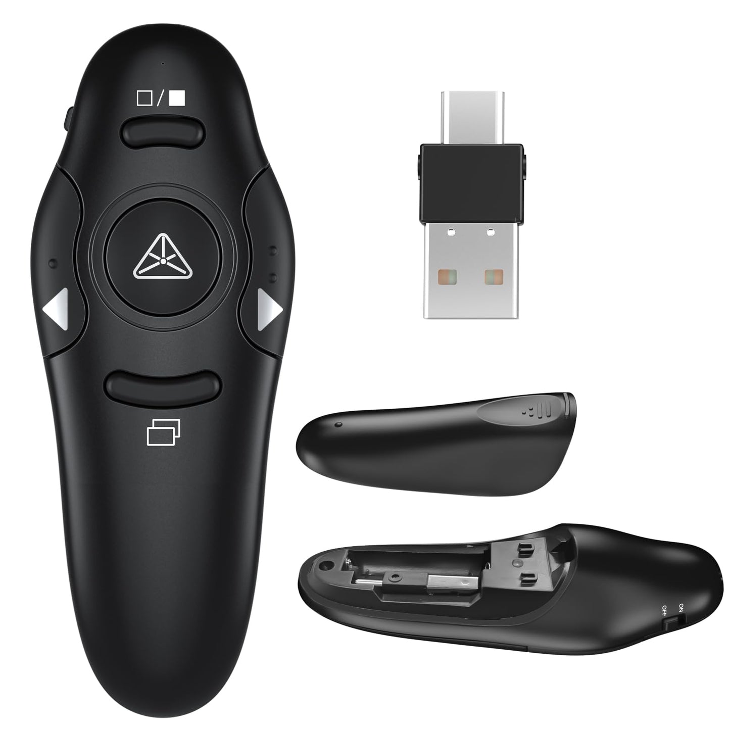 2-in-1 USB Type-C Presentation Clicker, Clikcer for Powerpoint Presentations, Presentation Clicker Wireless Presenter Remote Clicker with Volume Control, Presentation Remote Google Slide Advancer