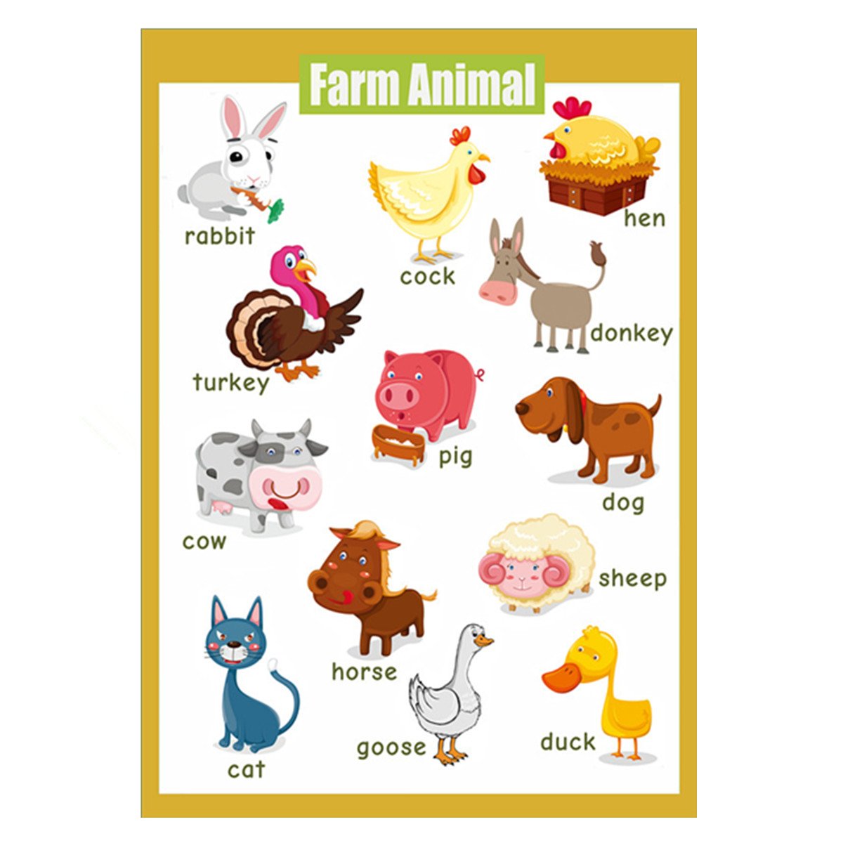 4 Pieces Laminated Educational Preschool Posters for Toddlers| Educational Wall Charts | School classroom Posters | Class decorations for Kindergarten- Sea Animal,Farm Animal,Wild Animal, Insect.