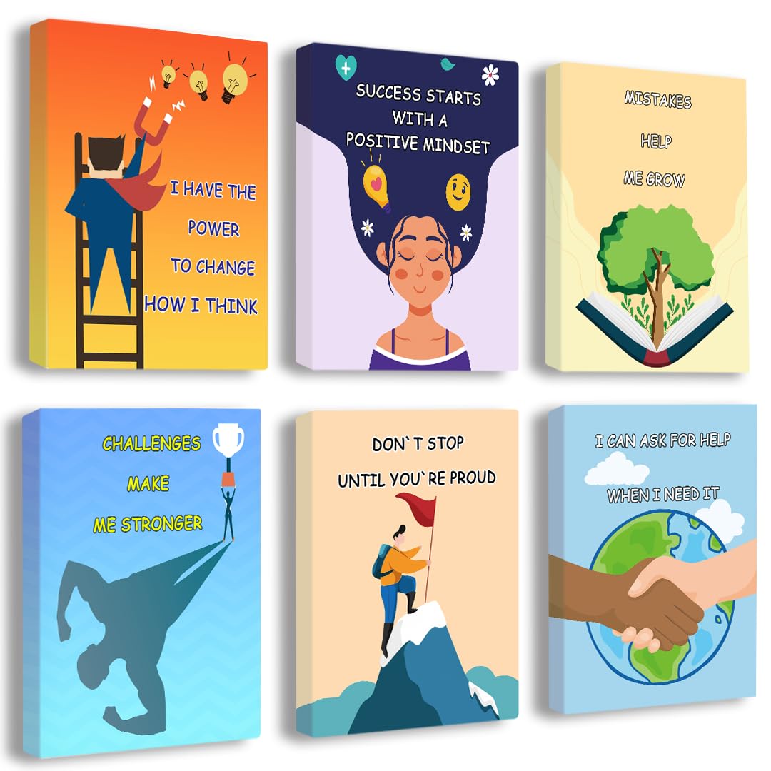 KDMAZH Inspirational & Motivational Classroom Canvas Wall Art Decoration, High School & Elementary Decor, Diversity Decorations, 6-pack(29 x 38 cm) frame