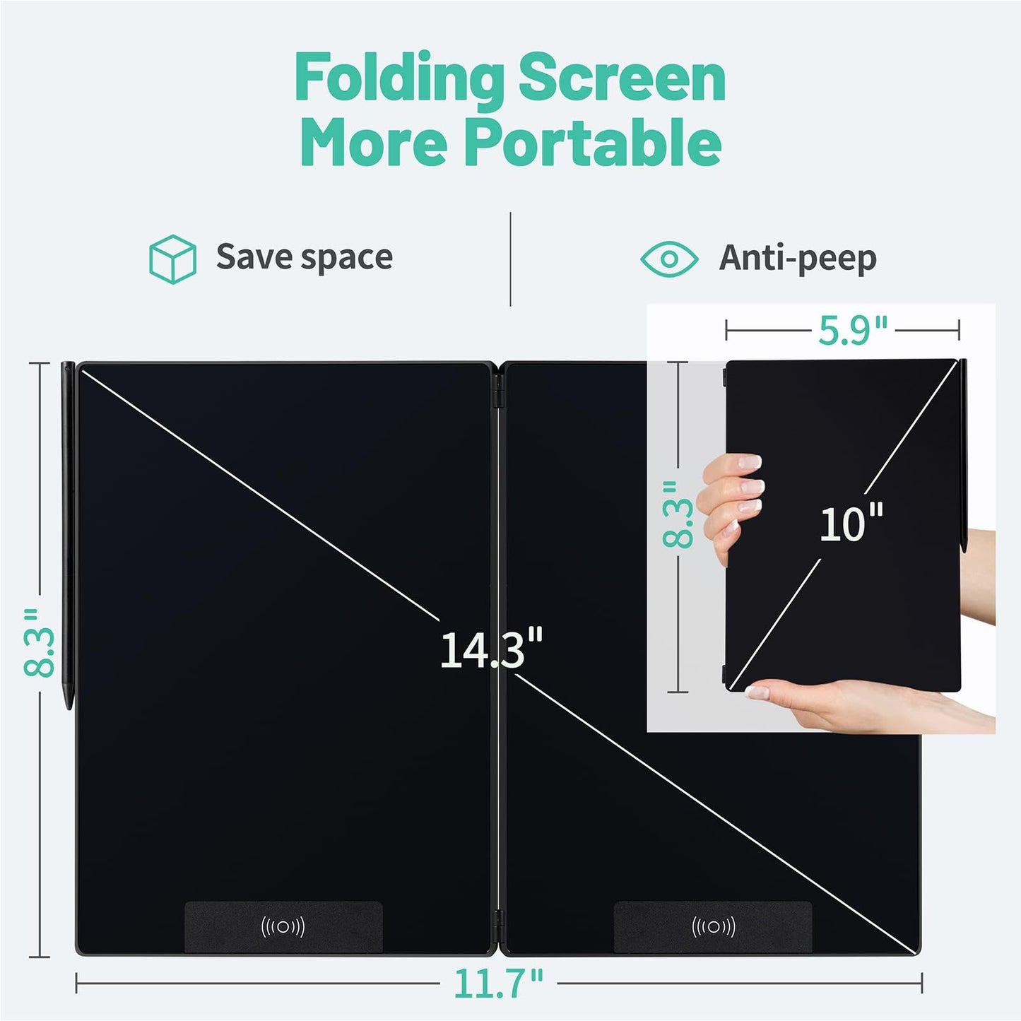 LCD Writing Tablet for Adult: 14.3 Inch Fold Screen Notepad Portable