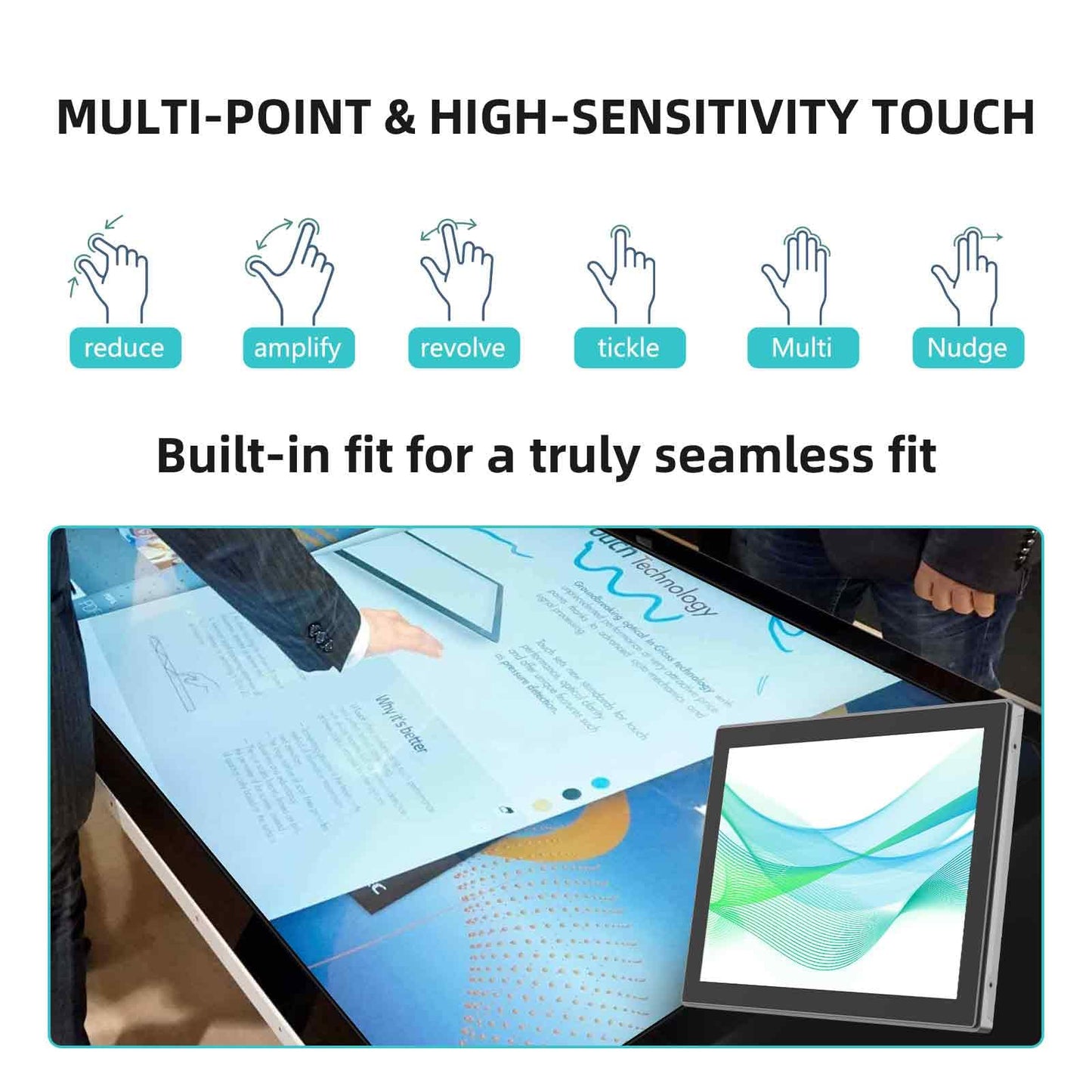Senisway 17" Industrial Touch Screen Monitor Open-Frame Design with IP65 Waterproof Surface, 10-Point Capacitive Touch, IK08, 1280x1024 for Kiosk, Automation and Digital Signage.