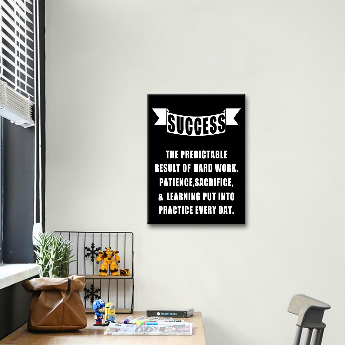 Motivational Canvas Wall Art Positive Sign Success Print Poster Entrepreneur Quotes Picture Painting for Office Class Room School Wall Decoration Stretched and Framed [18''Wx24''H]