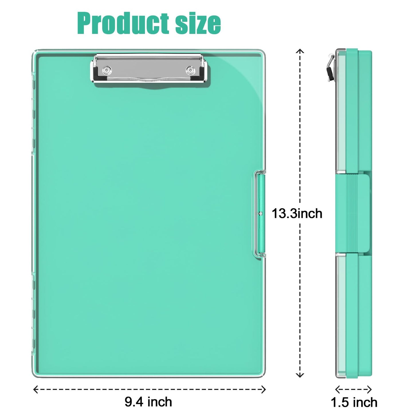 Hongri Clipboard with Storage, Green 8.5 x 11 Folder Nursing Side Opening, Heavy Duty with Dual Compartment, Smooth Writing for Teachers, Classroom, Size 13.3 x 9.4 x 1.5 in, Office & School Supplies