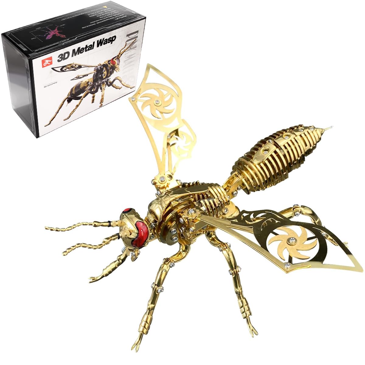 3D Metal Wasp Puzzles for Adults Model Kits Mechanical Puzzle Building Blocks, Difficult DIY Assembly for Men (Full Gold)