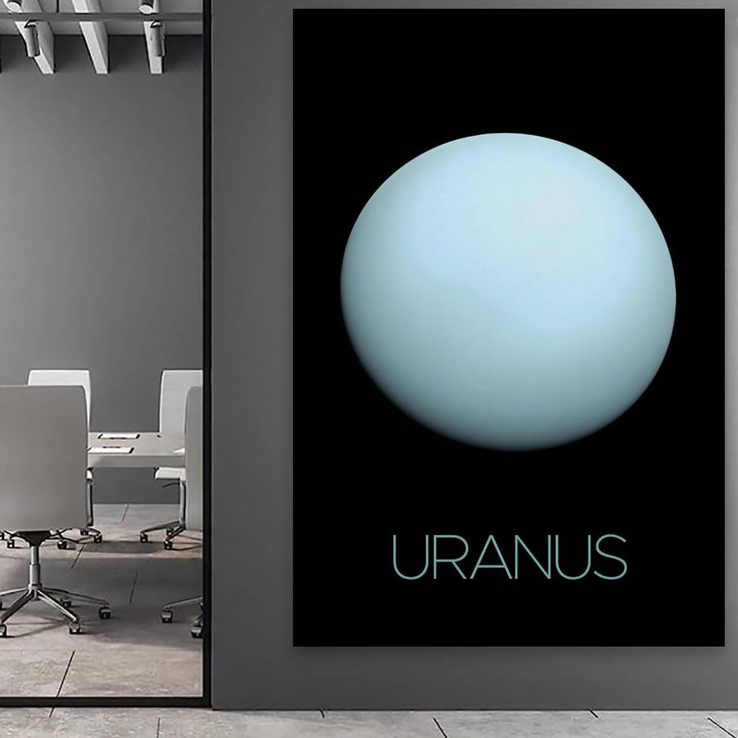 Solar System Planets Canvas Wall Art - Uranus Planet Space Poster for Kids Room Bedroom Classroom, STEM Educational Astronomy Decor, Science Gift for Boys Girls, 16x24 Inch Framed
