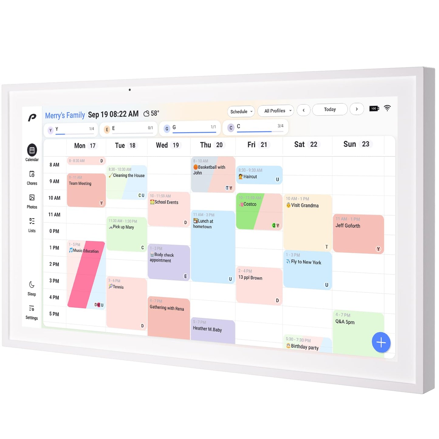Digital Calendar, 15.6 inch Wall Planner & Chore Chart, Rechargeable Full HD Touchscreen Display, Portable Smart Family Organizer, Event Planner, Desk and Wall mountable, Perfect for Family Schedules - No Subscription (Free Magic Import)