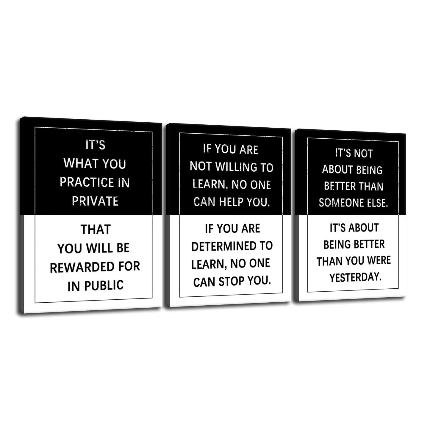 Inspirational Wall Art 3 Piece Practice Entrepreneur quote Motivational Poster Canvas Prints Artwork for Office Living Room Modern Home Decor Painting Pictures Stretched and Framed [36''Wx 16''H]