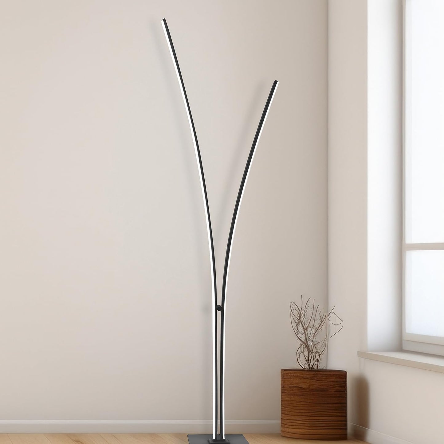 Dainolite 36W Floor Lamp, Matte Black, Metal, Model VIN-6536LEDF-MB