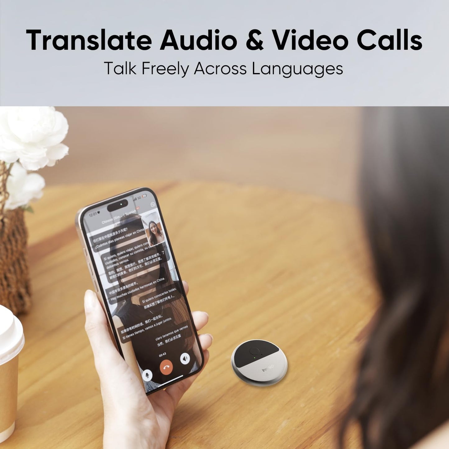 InnAIO T10 AI Language Translator Device, Real-Time Two-Way Voice Translator with GPT Accuracy & Voice Cloning, Pocket Spanish to English Translator for Travel, Business & Video Calls (140+ Languages)