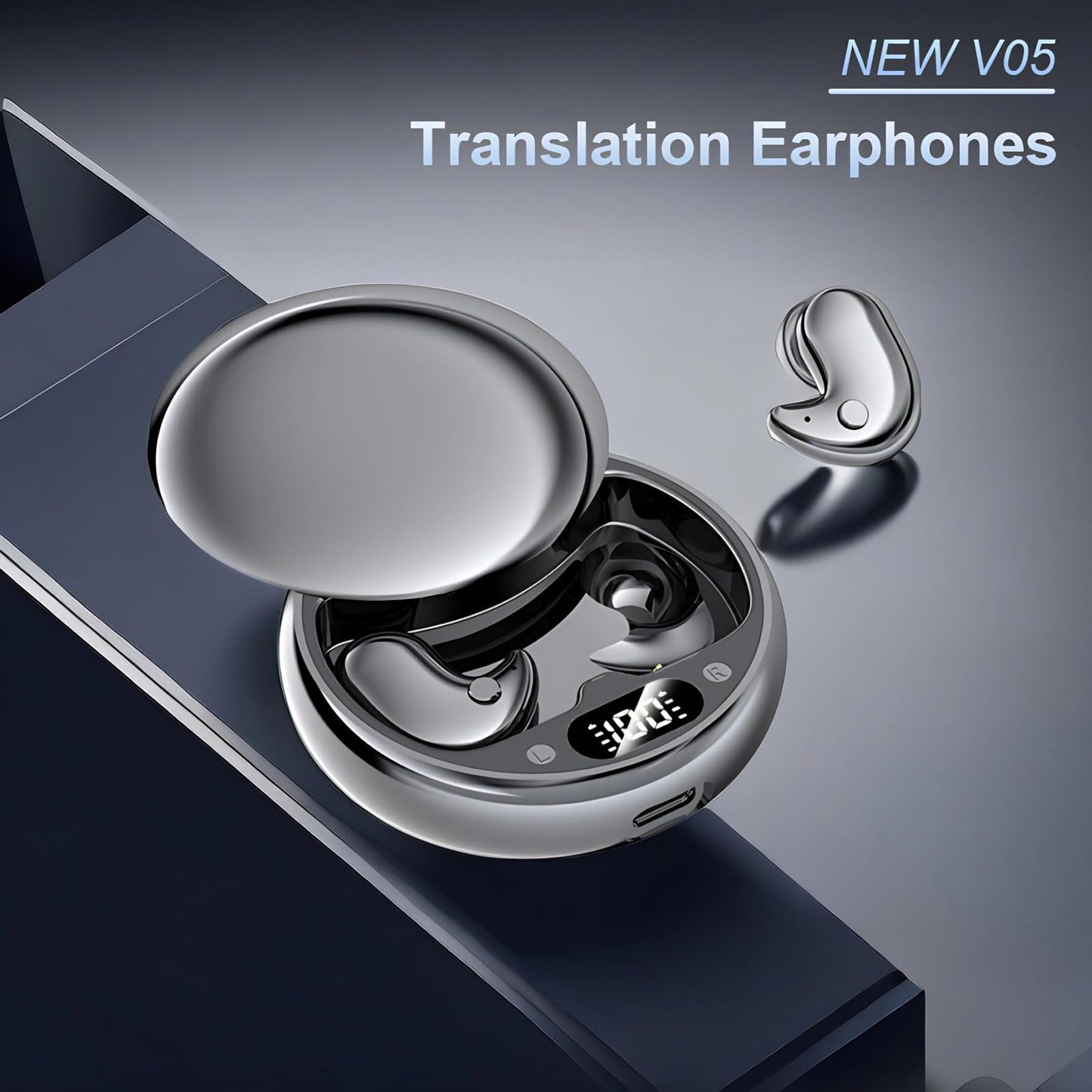 Language Translator Earbuds Two Way Translation, Real Time Translator Headset with 144 Languages, Bluetooth Online Translator Earbuds for Travel Business Learning, Touch