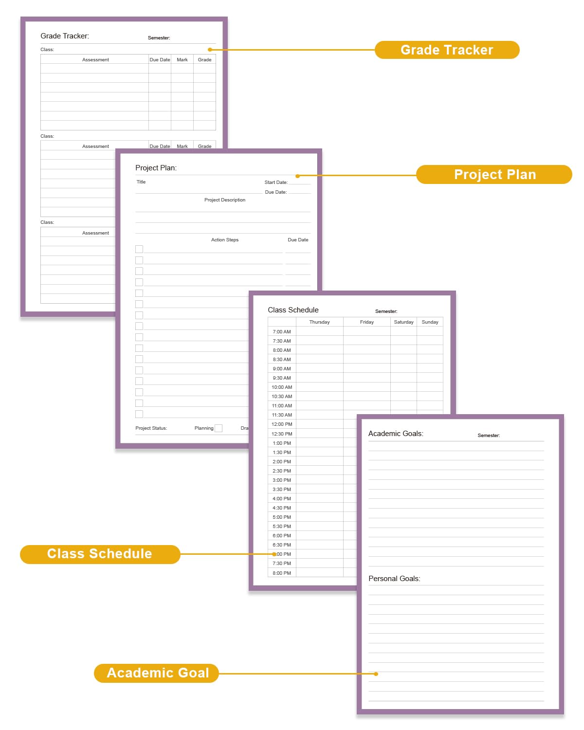 Academic Planner for 2026-2027 or Anytime – 5.8" x 8.5" Undated Weekly Student Planner For Homeschool, High School, College & Nursing Students, 200 Pages, Purple