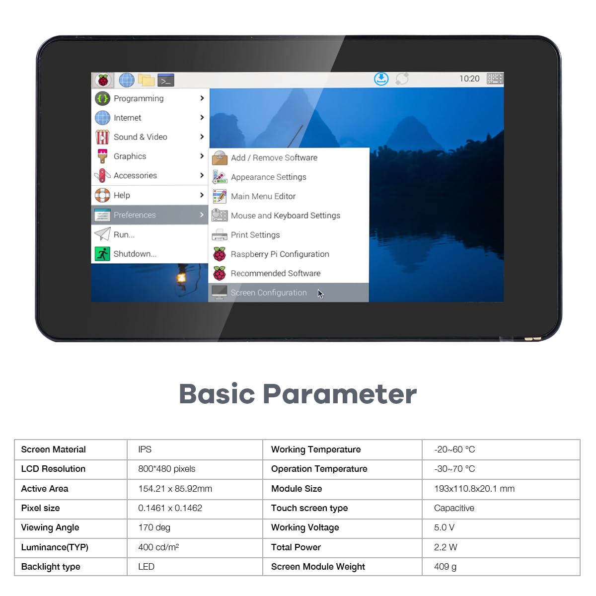 Hosyond 7 Inch Touchscreen IPS DSI Display Compatible with Raspberry Pi 5, 800x480 Capacitive Screen MIPI DSI Driver-Free Interface