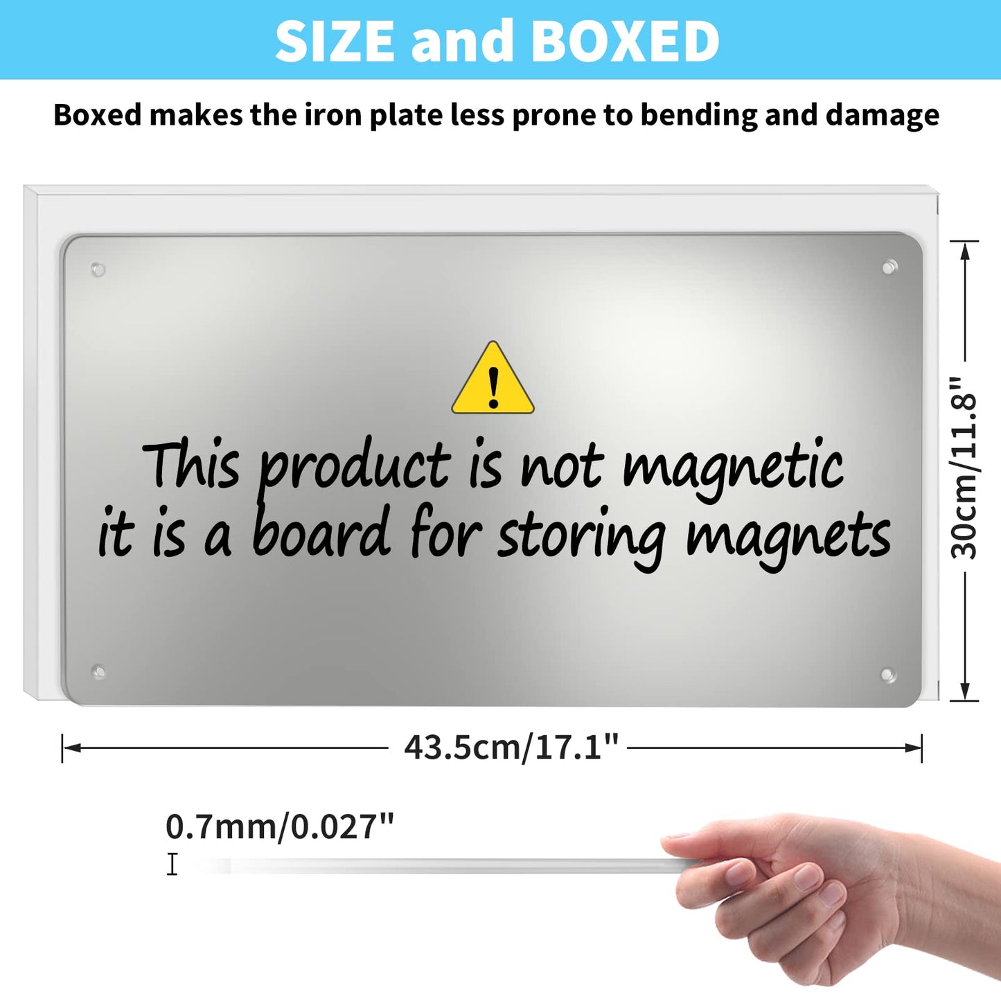 17.7" x 11.8" 2 Pack Stainless Steel Magnetic Board - Magnet Bulletin Board to Display Magnetic Letters Numbers Animal, Poetry, Spice Jars, Notes, Photos, Suitable for Wall, Refrigerator, Cubicle