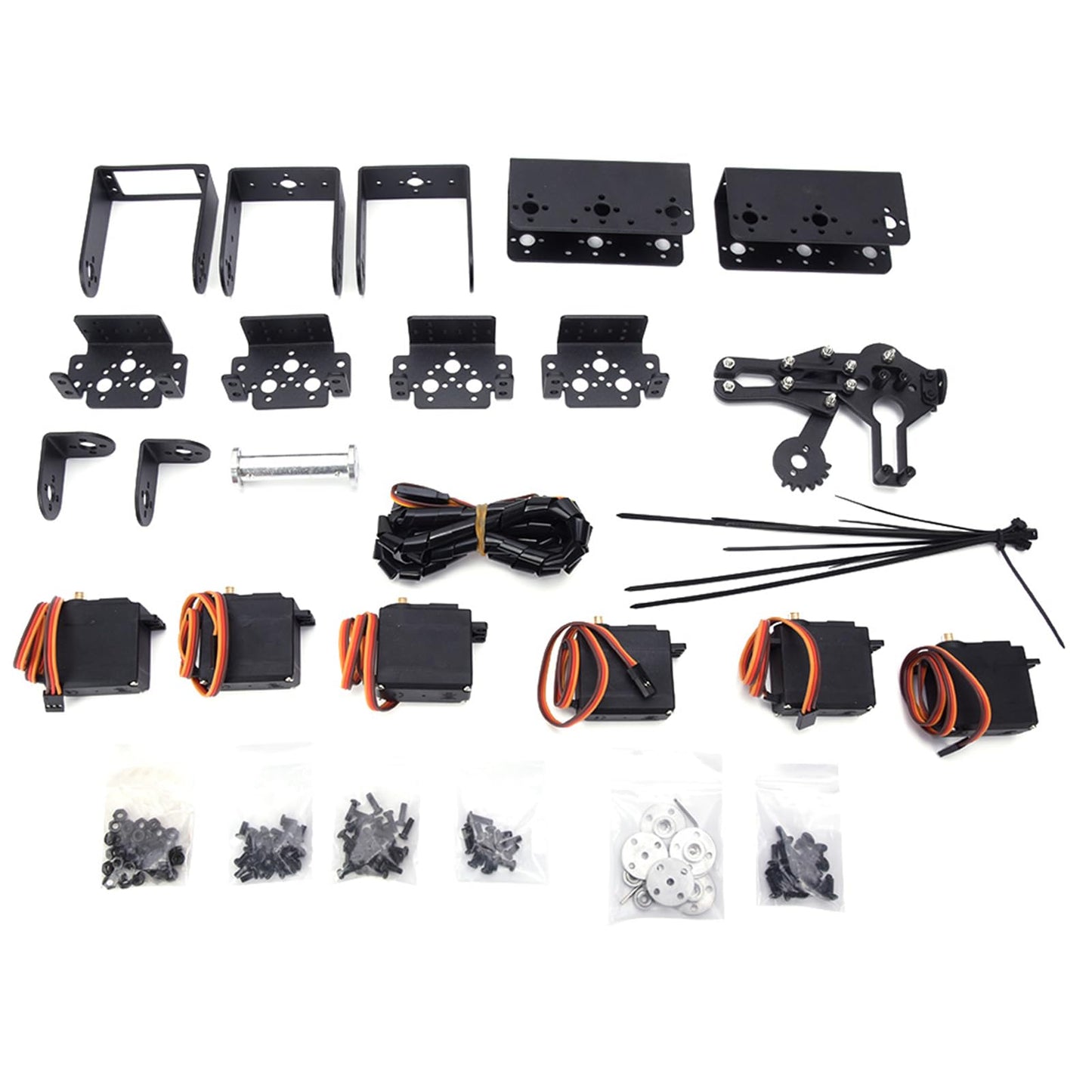 6DOF Robot Mechanical Arm Kit, Programming Robotic Clamp Hand Claw with 6 Servo Motors, 180 Degree Angle Manipulator Industrial Robot Parts for College Teaching