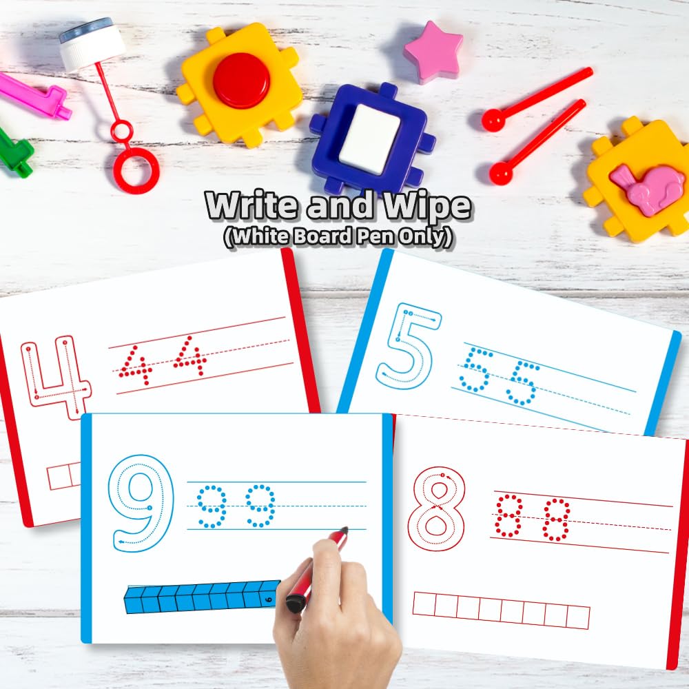 Math Task Boxes Set of 5 Math Manipulatives Themes 230+ Pieces of Number Rods, Base Ten Blocks, Ten Frame Disc Counters, Place Value Blocks, 0-9 Numbers, 3D Shapes, Activity Cards (Number Rods)