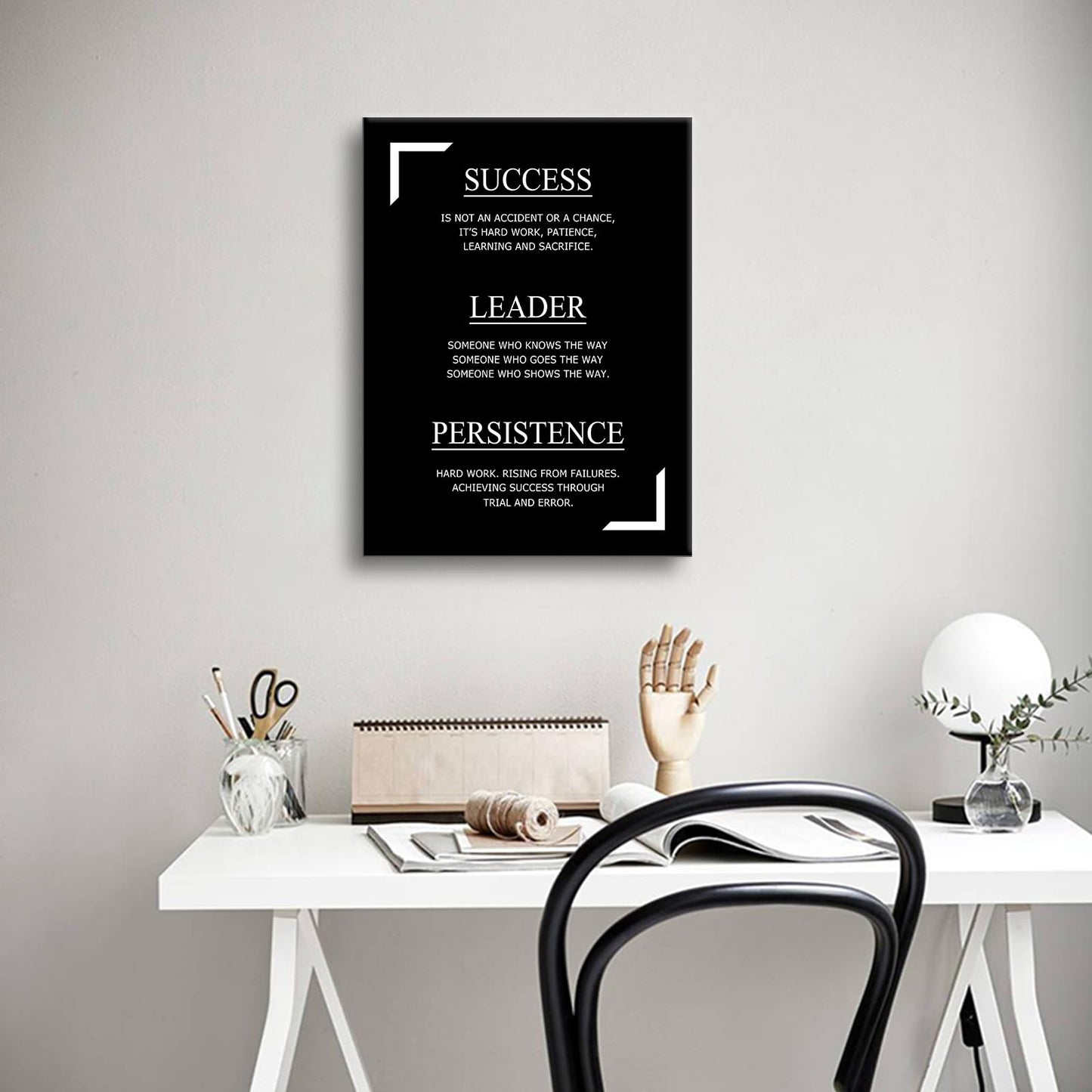Inspirational Canvas Wall Art Success Leader Persistence Office Poster Print Motivational Picture Painting for Living Room Class Room School Wall Decoration Stretched and Framed [18''Wx24''H]