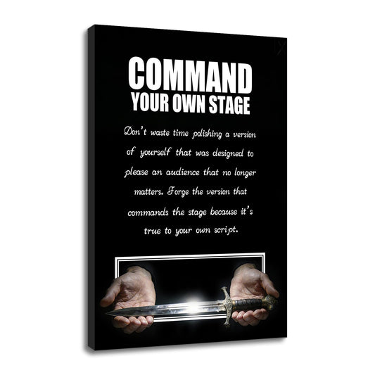 YSPCSUN Command Your Own Stage Quote Canvas Wall Art Large Motivational Pictures For Living Room Entrepreneur Office Decor Framed Sword Posters Inspirational Success Artwork 36x24 Inch