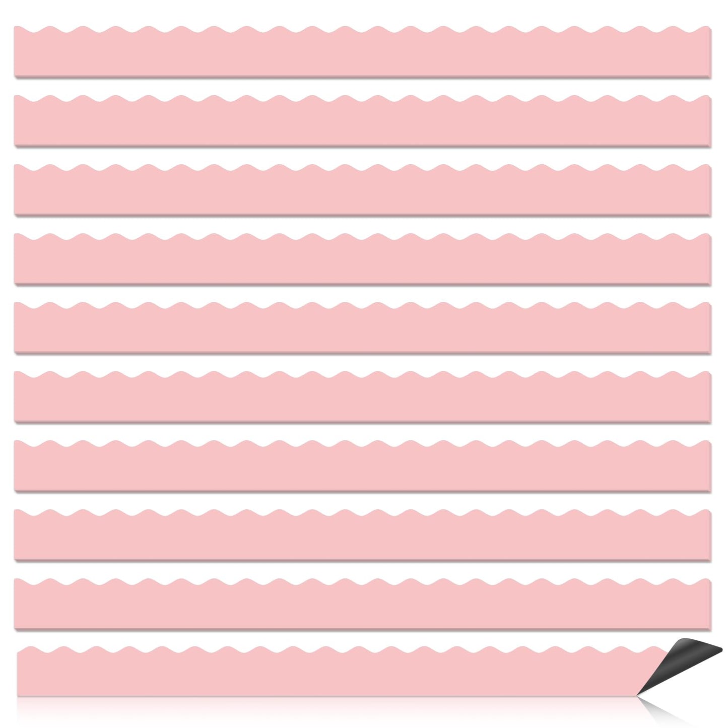 30 Pcs Magnetic Borders for Classroom Whiteboard - Light Pink Magnetic Bulletin Board Border Set - Scalloped Chalkboard Border Strips for Teachers, Parents, DIY Home,School & Office Decoration