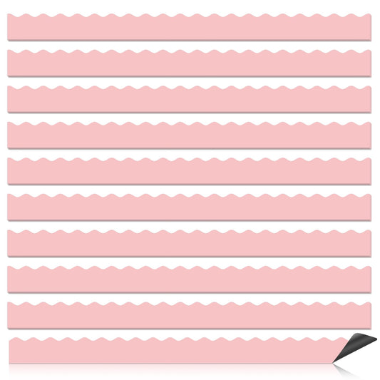 30 Pcs Magnetic Borders for Classroom Whiteboard - Light Pink Magnetic Bulletin Board Border Set - Scalloped Chalkboard Border Strips for Teachers, Parents, DIY Home,School & Office Decoration