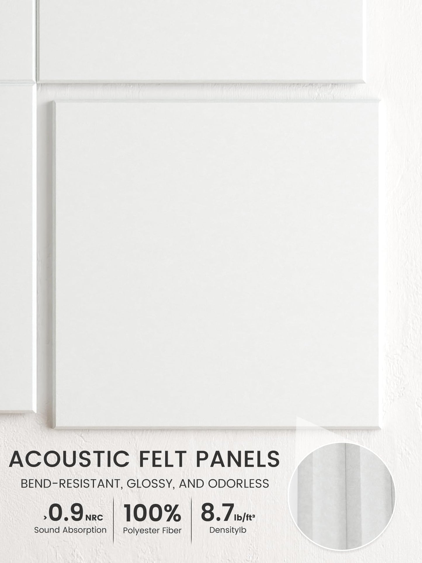 Bumusty Large Cork Board 48" x 36" Alternative - 12 Pack Felt Wall Tiles with 70 Safe Removable Adhesive Tabs, 30 Pushpins, Cork Boards for Walls Pin Board Bulletin Board Office Decor (Cold White)