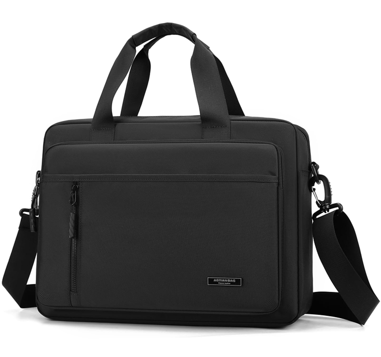 natyrlpog Laptop Bag 14 Inch Briefcase for Men Women Waterproof Nylon Lightweight, Shoulder Messenger Handbag for Business Office Work Travel College Black