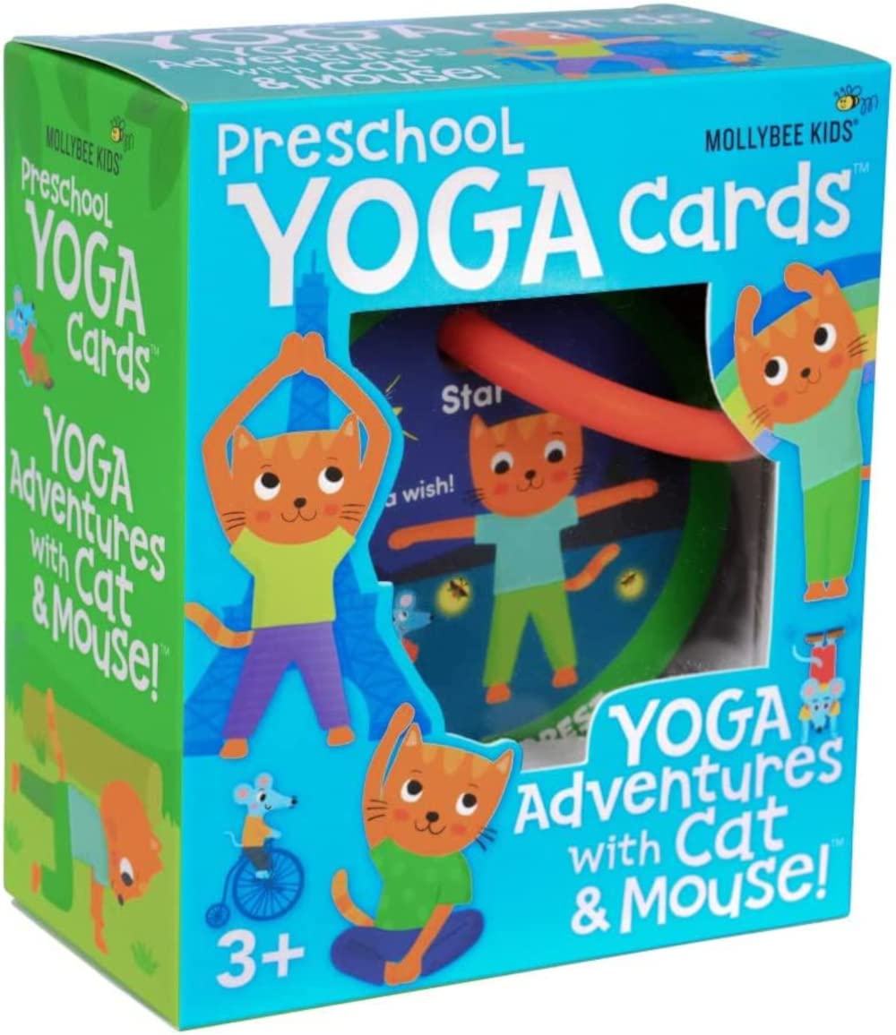 MOLLYBEE KIDS Preschool Yoga Cards for Kids, Set of 40 Poses and Activities, Beginner Yoga for Kids, Gifts for Ages 3+