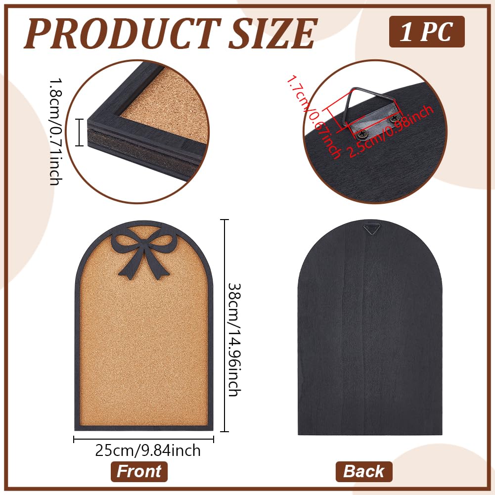BENECREAT 14.96x9.84 Inch Bow Pin Board with Arch Design Cork Bulletin Board for Brooch Display Storage, Office Home Decor