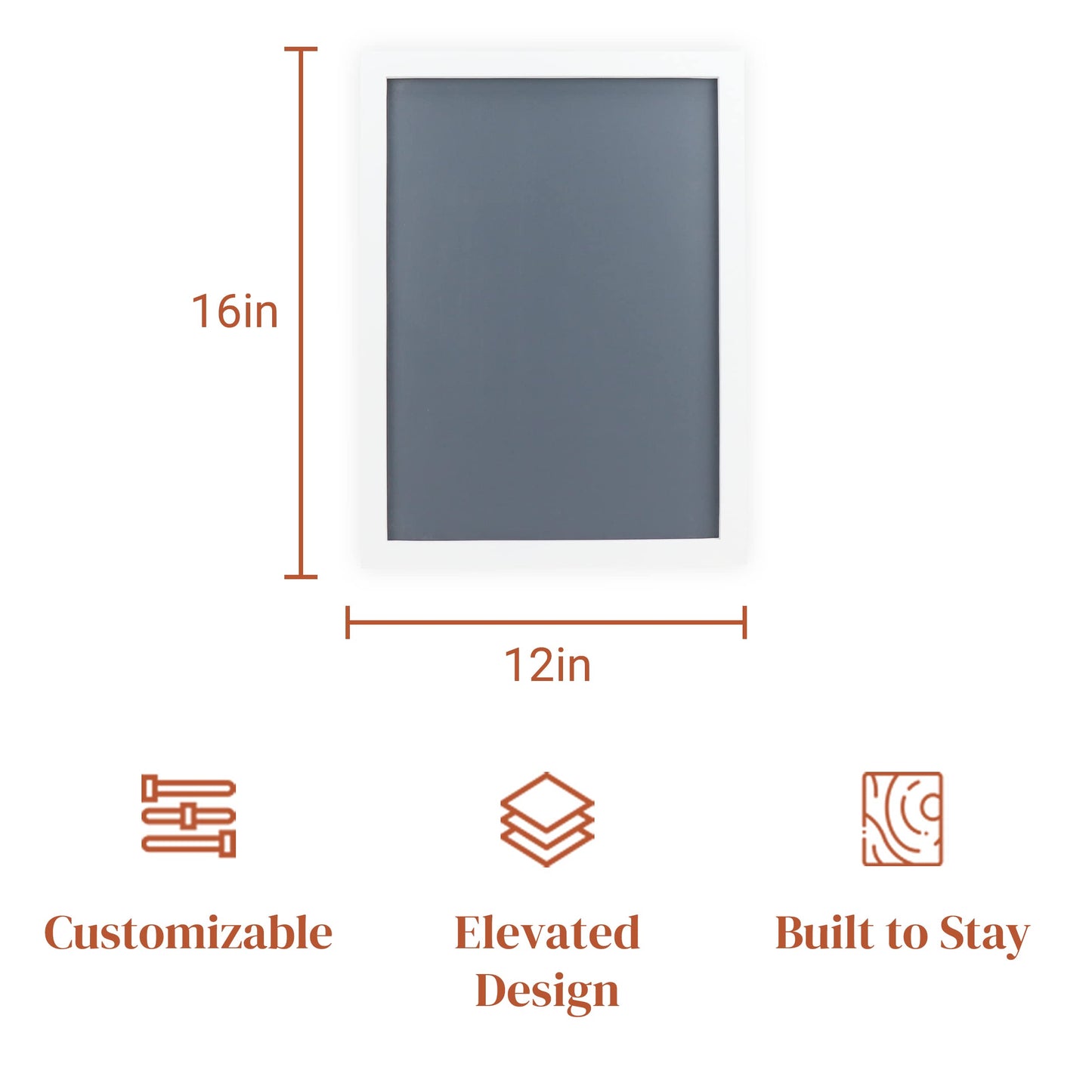 Stiles 16"x12" Magnetic Letter Board Sign - Changeable Magnet Message Board for Menu Boards, Milestones, Home Decor, Office & Baby Announcements - No Letters Included, Grey