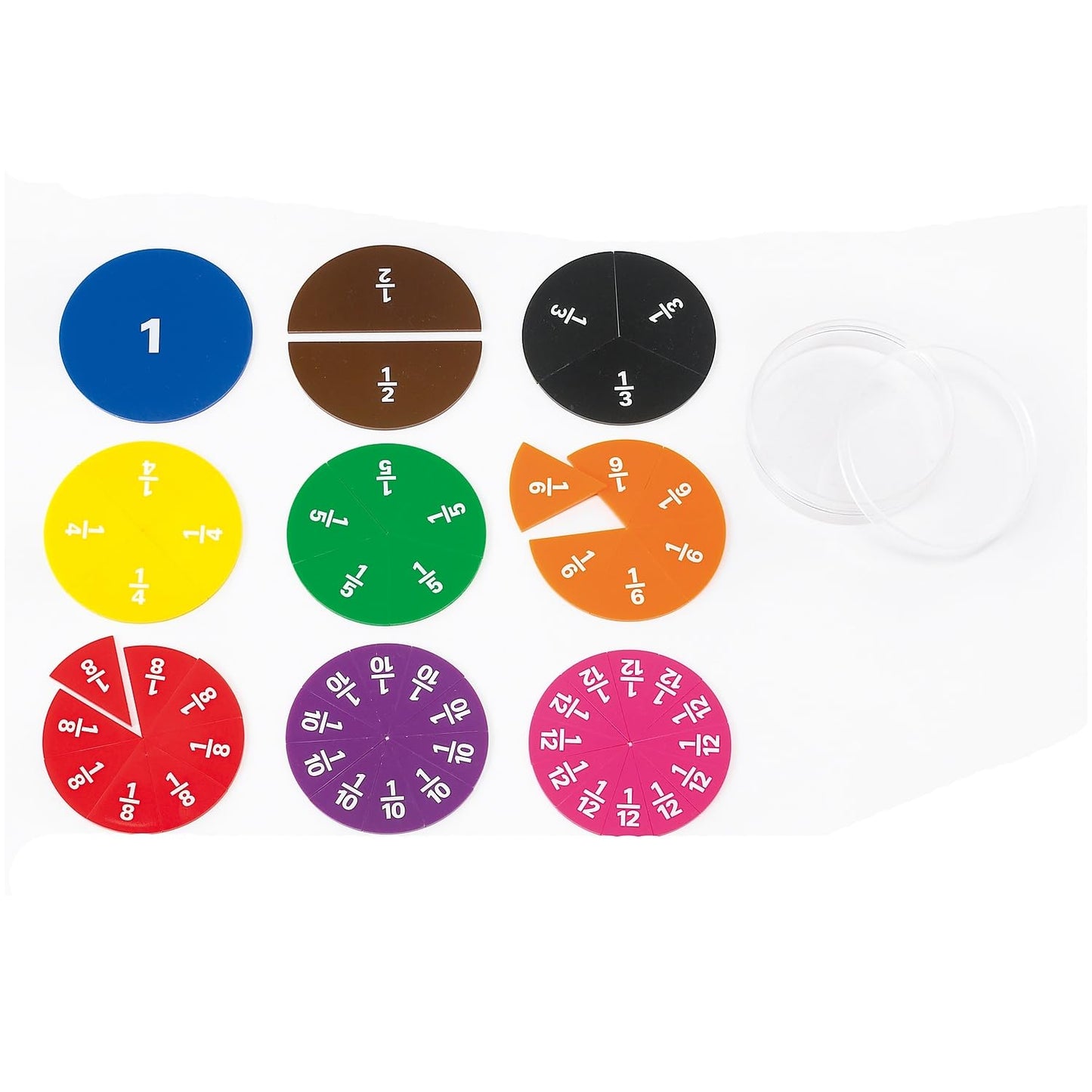 edxeducation Fraction Circles | Set of 51 | 9 Values and Colors | Teach Fraction Equivalents and Parts to Whole