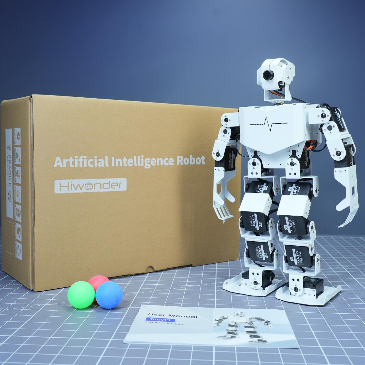 HIWONDER AI Embodied Intelligent Robot with ChatGPT Multimodal AI Models Vision Scene Voice Command Understanding 20DOF Educational Humanoid Robot Python Programming, TonyPi Pro & RaspberryPi 5 8GB