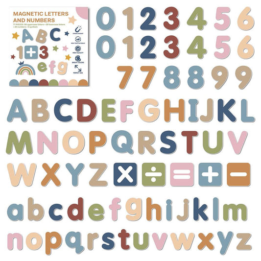 77 PCS Boho Magnetic Letters & Numbers Set, Uppercase & Lowercase Letters with Symbols, Full Magnetic Backing Decorative Fridge & Whiteboard Magnets, Earth Tone Home & Office Decor