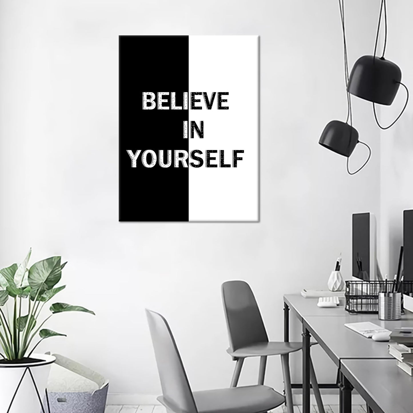 Modern Motivational Canvas Poster Wall Art for Men Inspirational Quotes Picture Print Positive Signs Painting Wall Decor Artwork for Home Bedroom Classroom Office Stretched and Framed [18''Hx24''W]