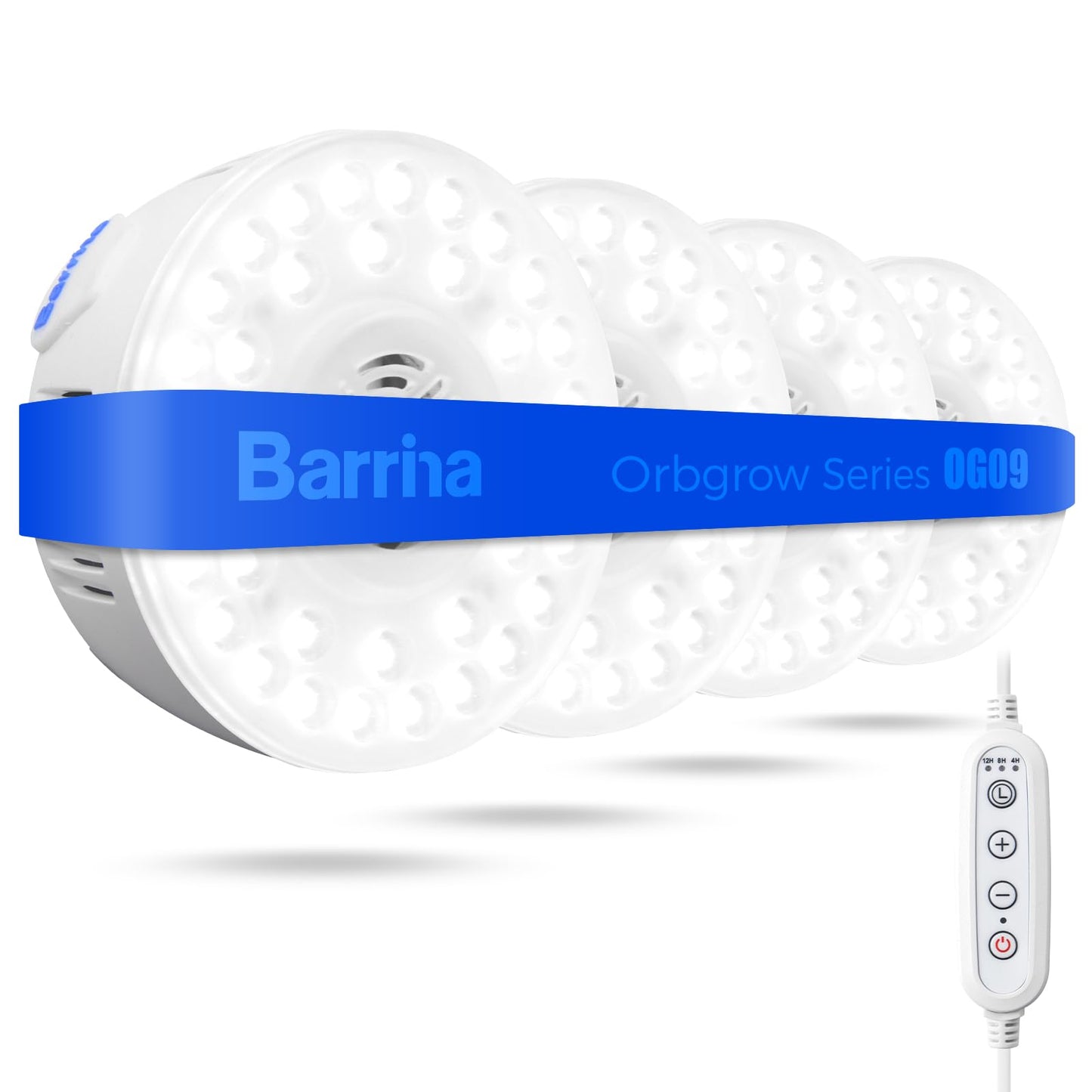 Barrina Puck Grow Light, 5000K Full Spectrum, 36W, Linkable with Timer, 5 Dimmable Levels, 4 Packs, Model OG09-4T