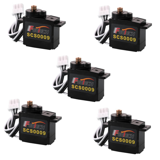 RCmall SCS0009 Serial Bus Servo Kit SCS0009 2.3KG Micro Servo Metal Gear w/300° Encoder TTL/RS485 for Robot Arm, RC Helicopter, Arduino, STEAM (5 Servos)
