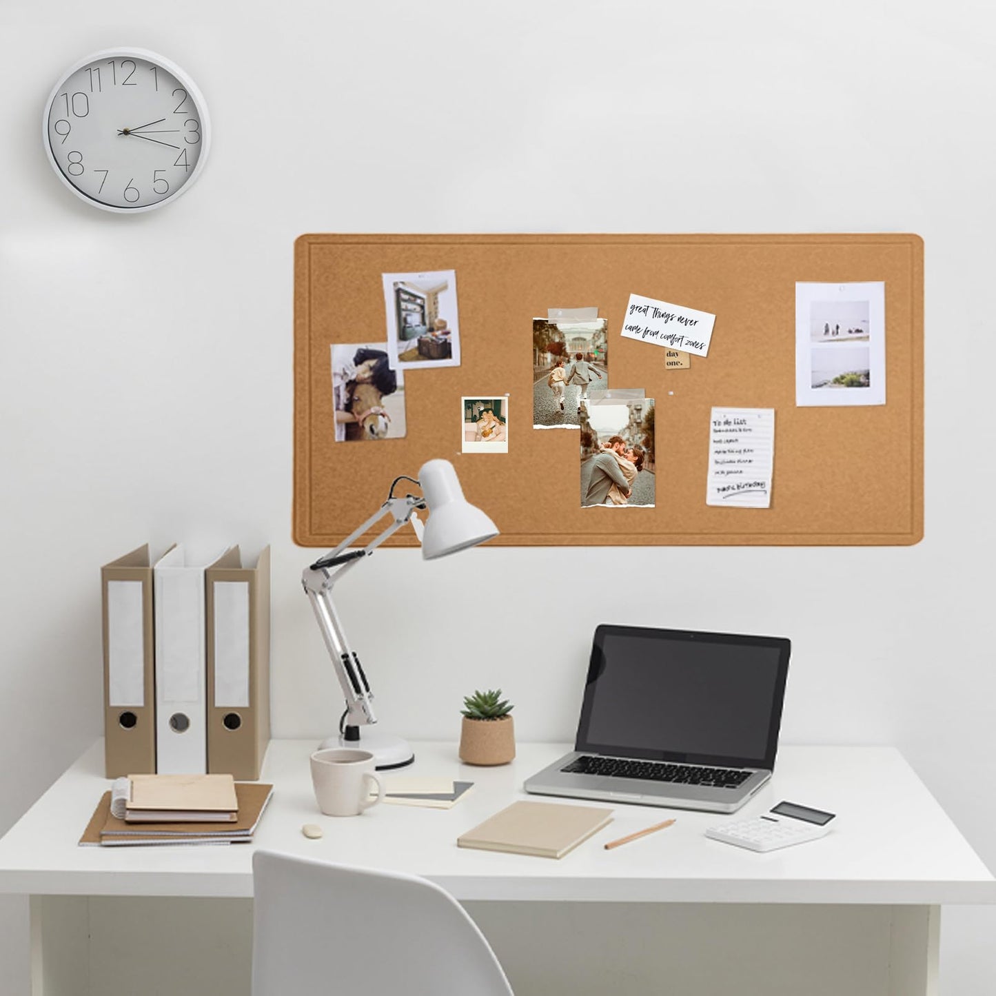 Lightomorrow Bulletin Board, 35 x 17 1/2 inches Felt Board - Decorative Pin Board, Cork Board Alternative for Wall, Foldable Self-Adhesive Vision Board Prayer Board with 20 Pushpins-Apricot